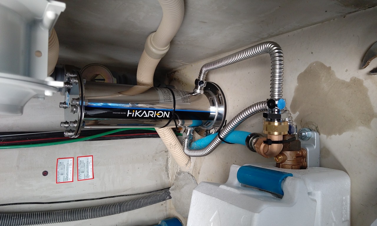 ステンレス製浄水器本体・設置完了